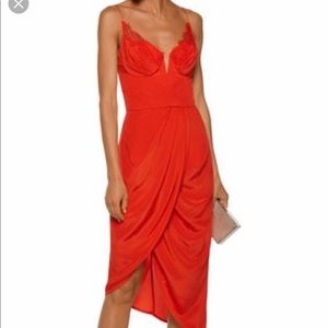 Zimmermann deep plunge red dress